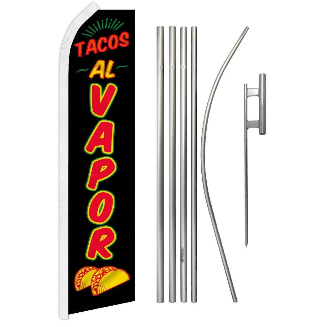 Tacos Al Vapor Super Flag & Pole Kit - Flags Importer