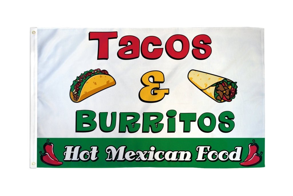 Tacos & Burritos Flag 3x5ft Poly - Flags Importer