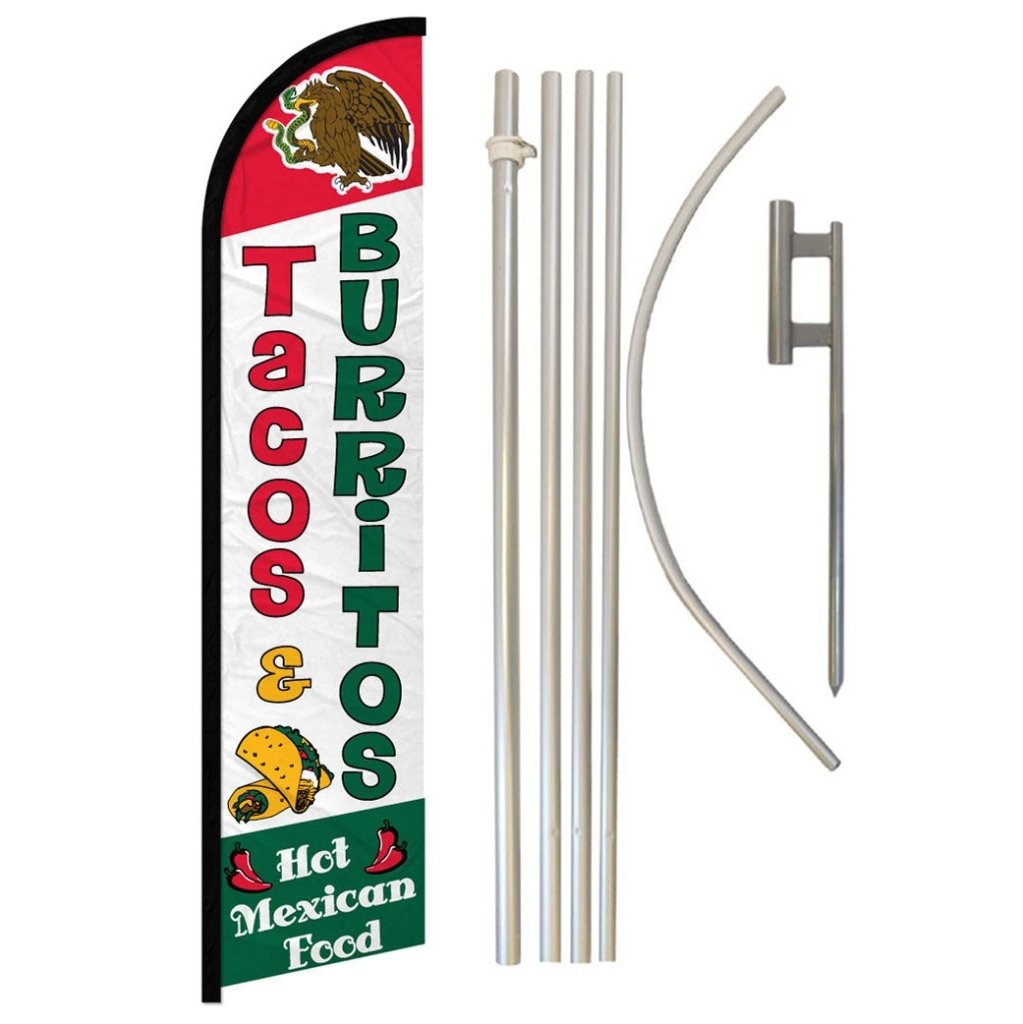 Tacos & Burritos Windless Banner Flag & Pole Kit - Flags Importer