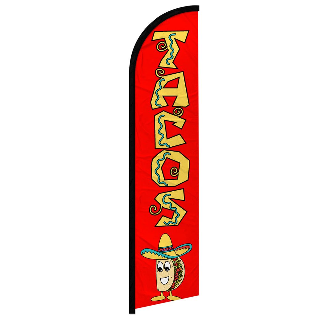 Tacos (Red) Windless Banner Flag - Flags Importer