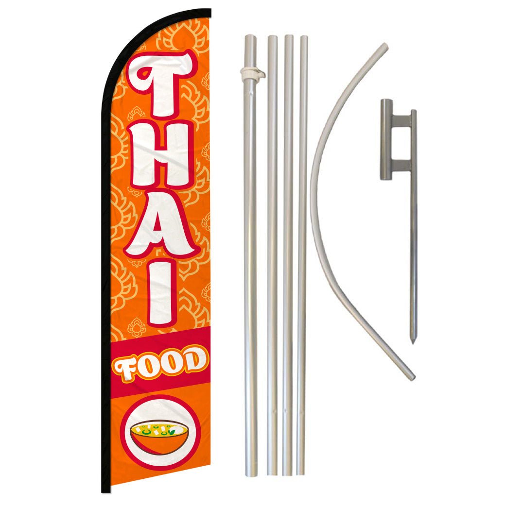 Thai Food Windless Banner Flag & Pole Kit - Flags Importer