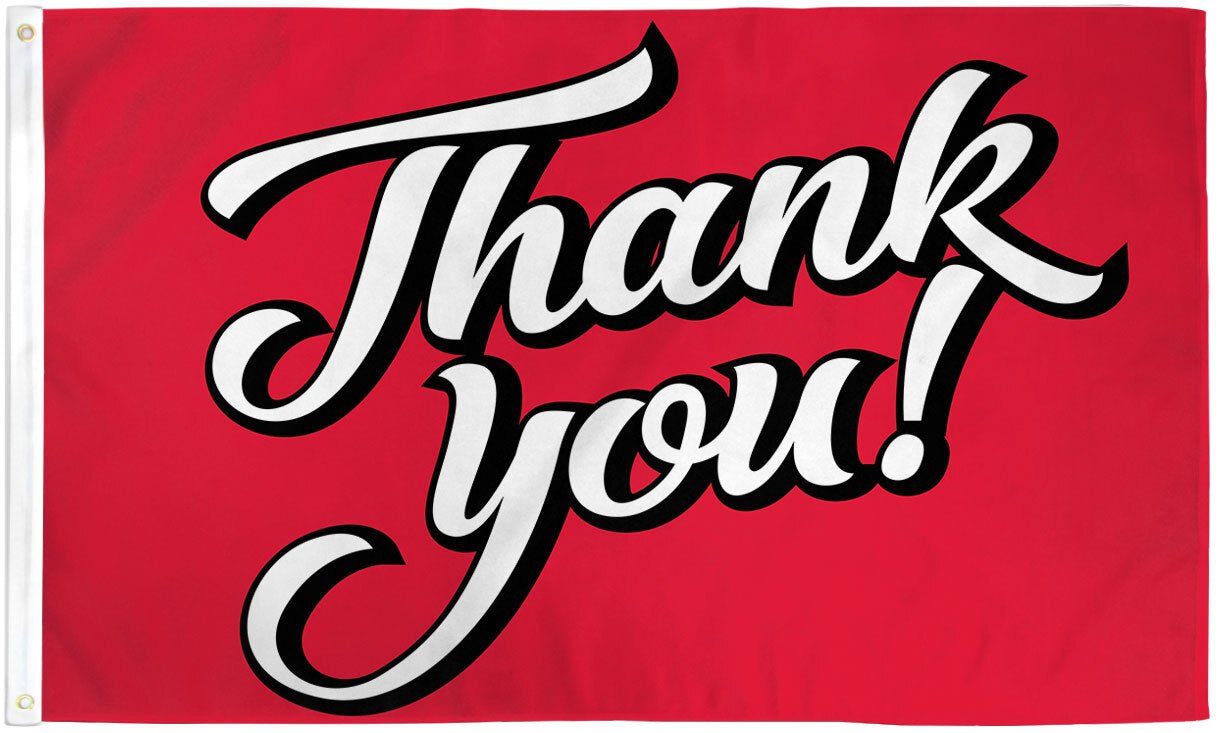 Thank You! (Red) Flag 3x5ft Poly - Flags Importer