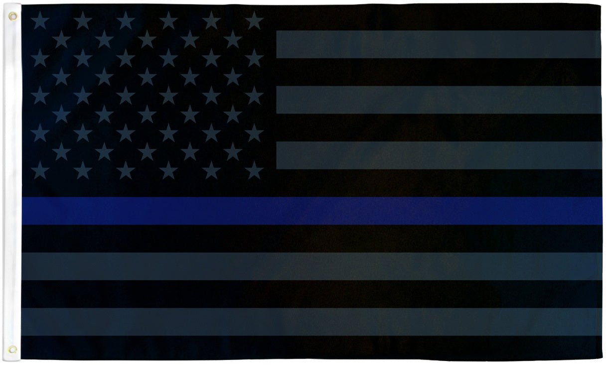 Thin Blue Line (Blackout) Flag 3x5ft Poly - Flags Importer