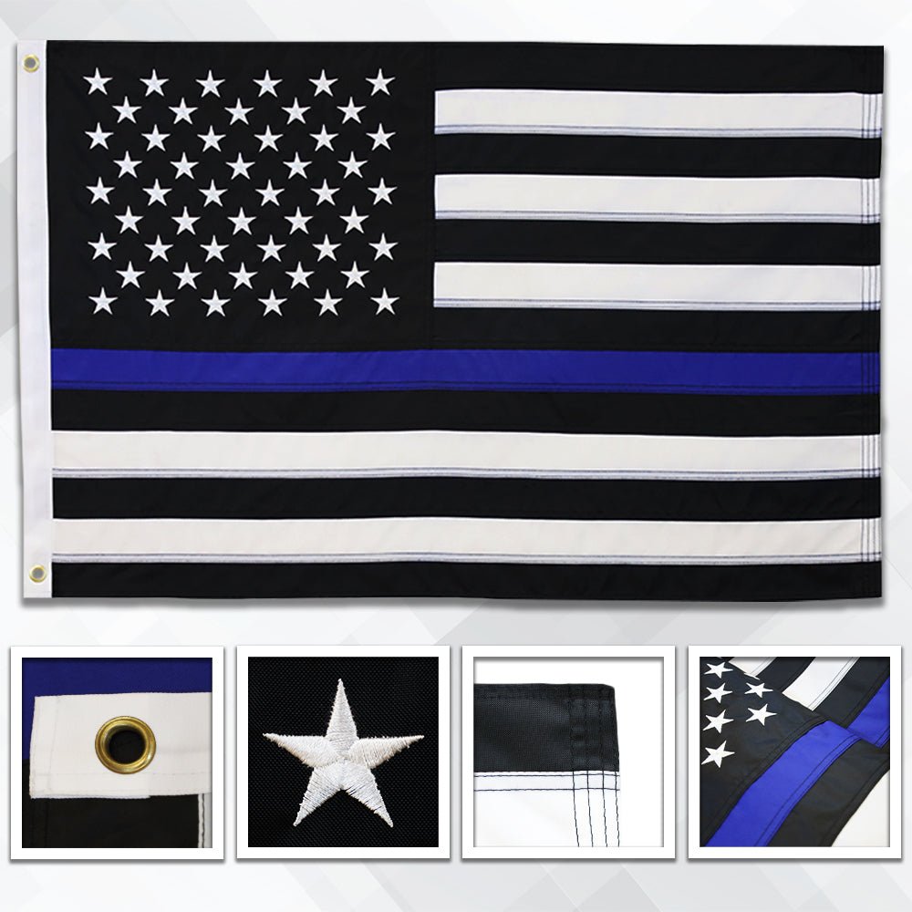 Thin Blue Line USA Embroidered Flag 2x3ft - Flags Importer