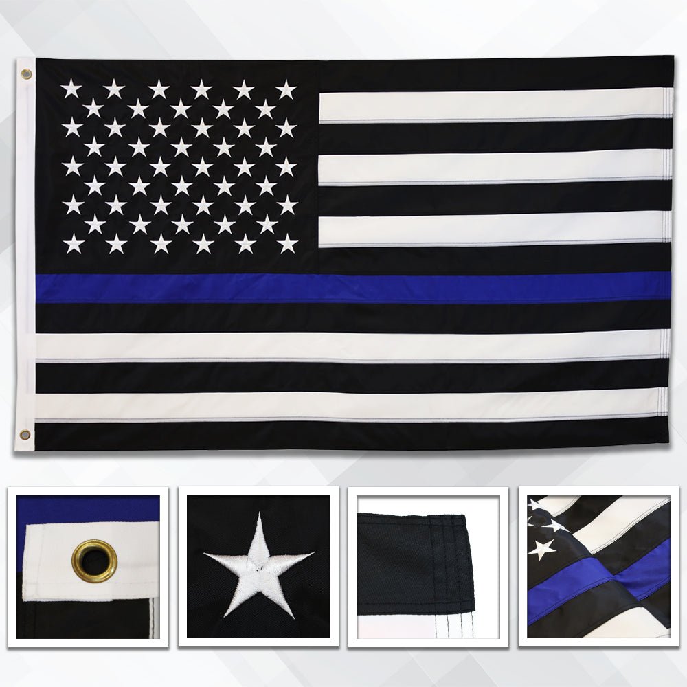 Thin Blue Line USA Embroidered Flag 3x5ft - Flags Importer