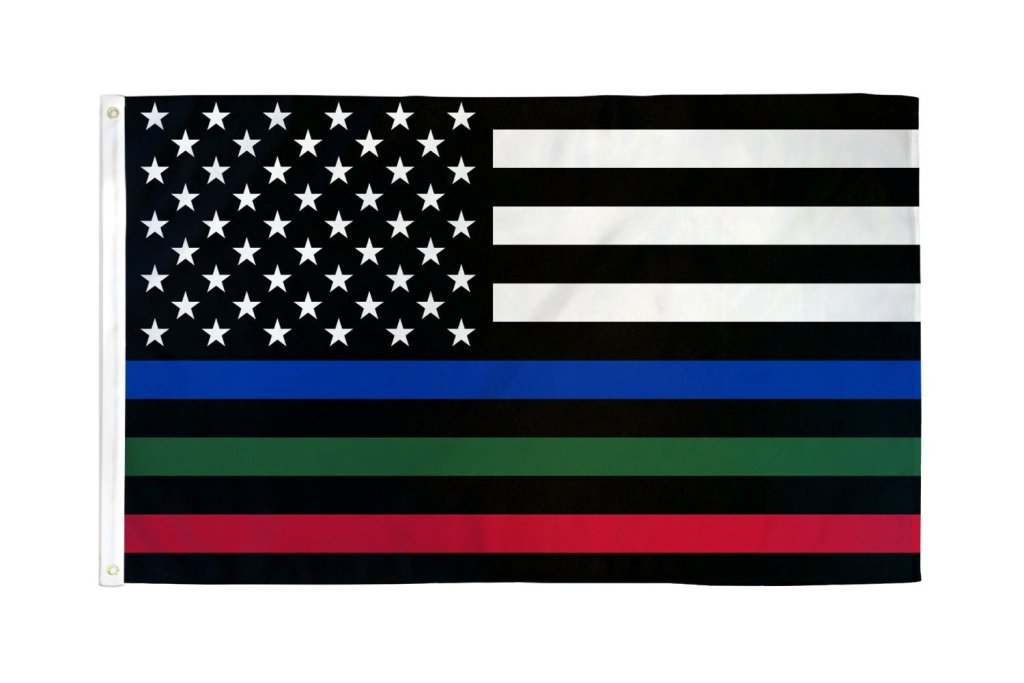 Thin Blue/Green/Red Line USA Flag 2x3ft Poly - Flags Importer