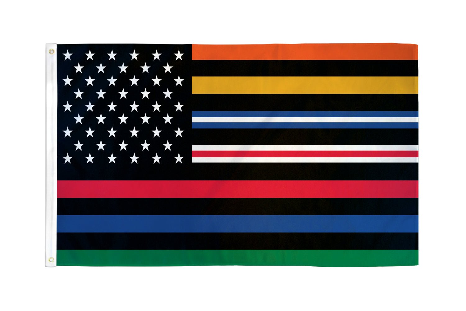 Thin Multi Line USA Flag 3x5ft Poly - Flags Importer