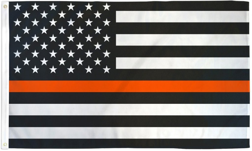 Thin Orange Line USA Flag 3x5ft Poly - Flags Importer