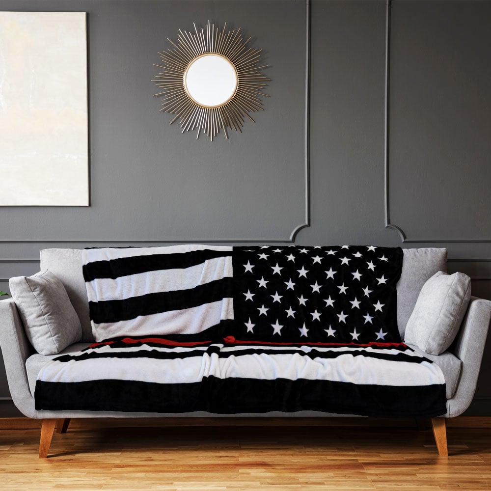 Thin Red Line Soft Plush 50x60in Blanket - Flags Importer