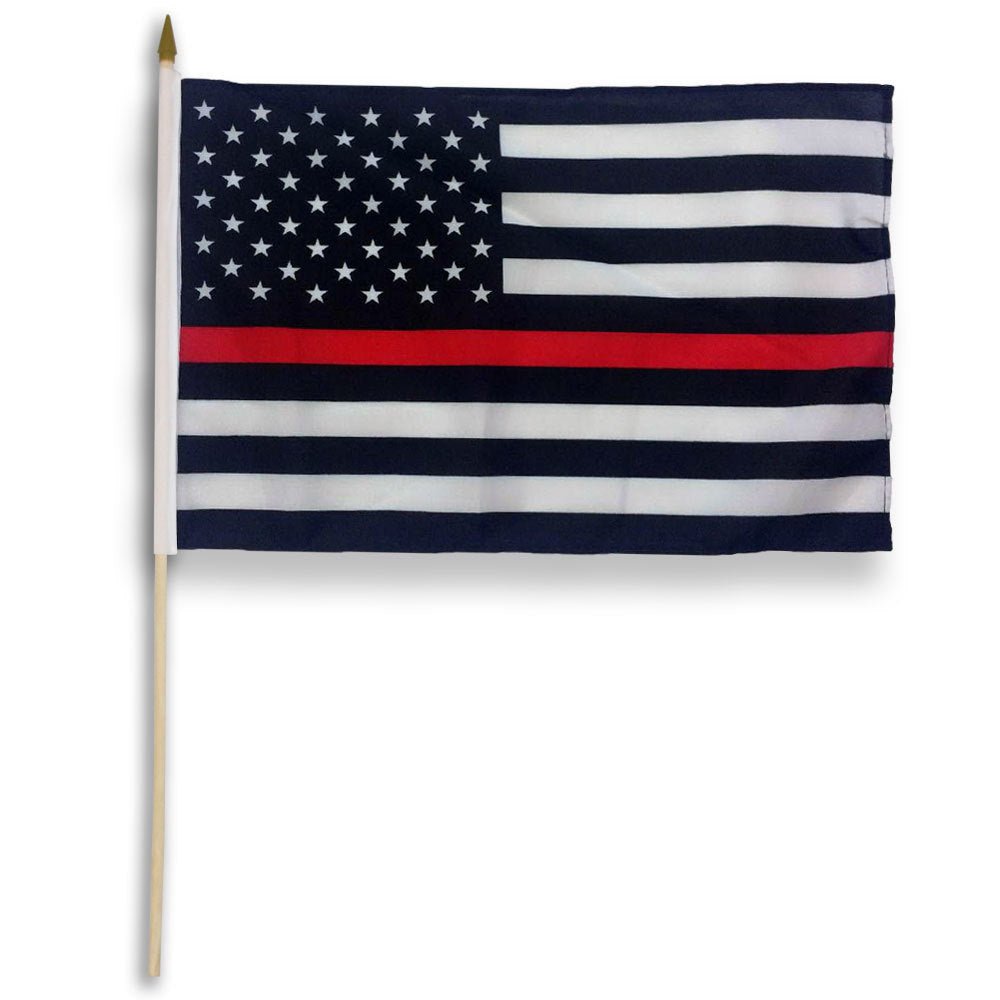 Thin Red Line USA 12x18in Stick Flag - Flags Importer