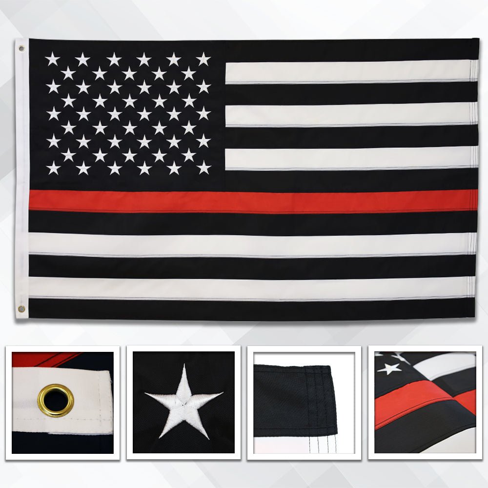 Thin Red Line USA Embroidered Flag 3x5ft - Flags Importer