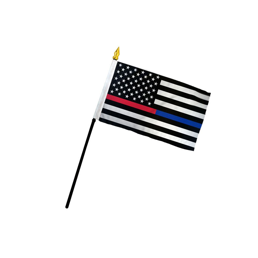 Thin Red/Blue Line USA 4x6in Stick Flag - Flags Importer