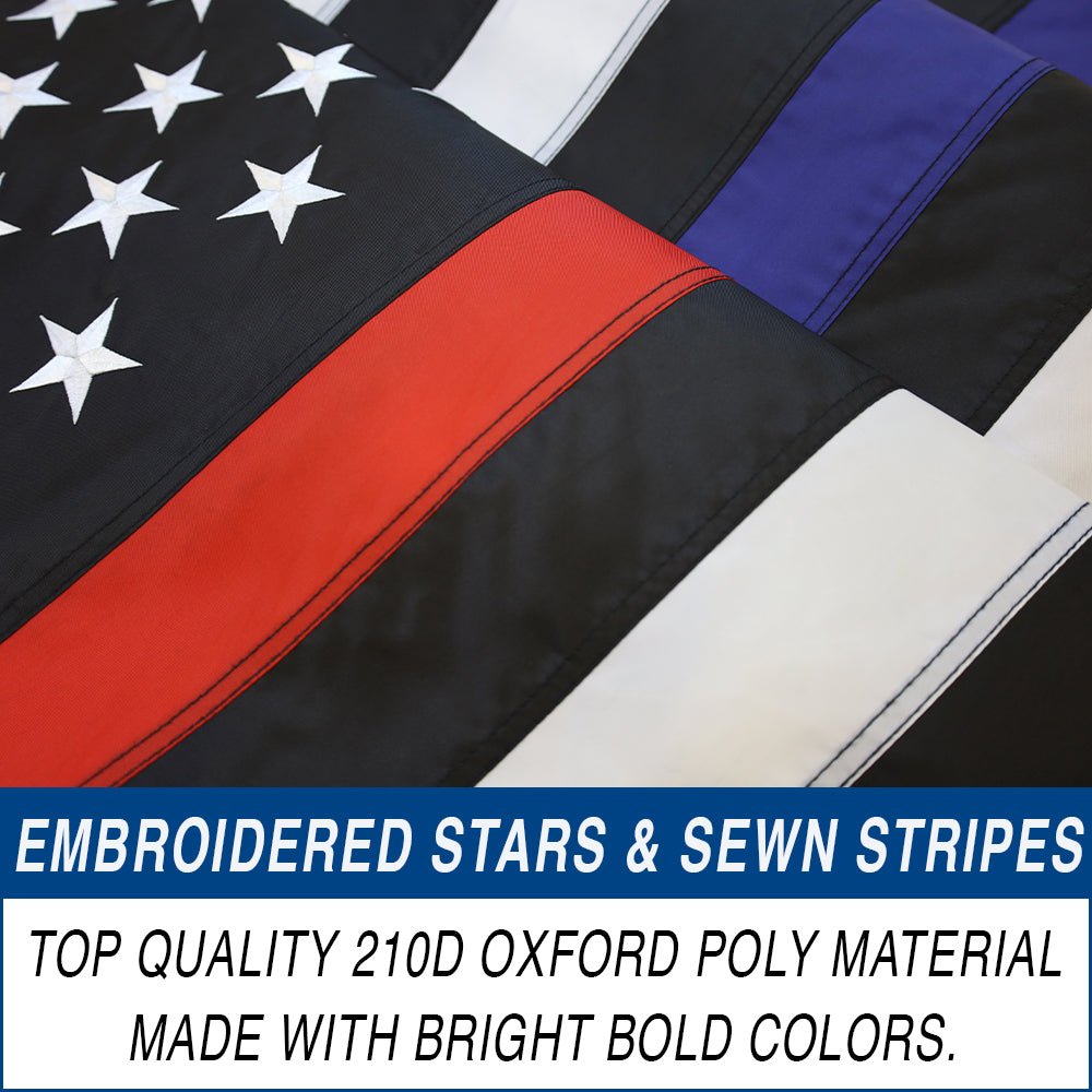 Thin Red/Blue Line USA Embroidered Flag 3x5ft - Flags Importer