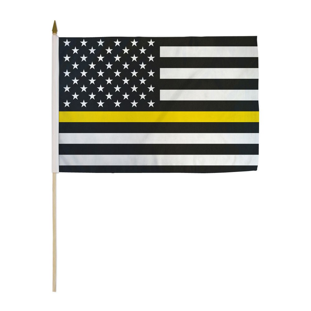 Thin Yellow Line USA 12x18in Stick Flag - Flags Importer