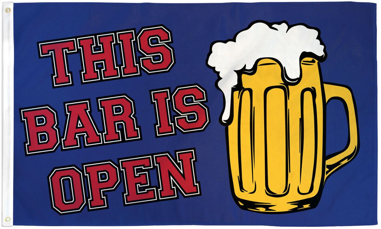 This Bar is Open Flag 3x5ft Poly - Flags Importer