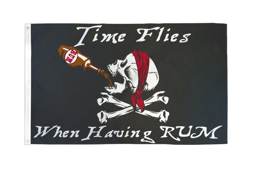 Time Flies When Having Rum Pirate Flag 3x5ft Poly - Flags Importer