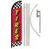 Tires (Red Checkered) Windless Banner Flag & Pole Kit - Flags Importer