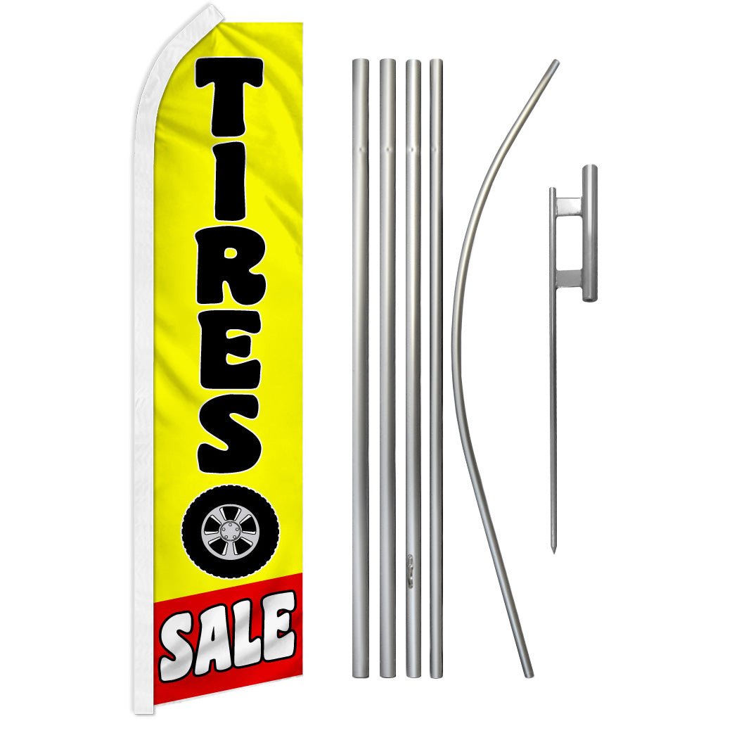 Tires Sale (Red & Yellow) Super Flag & Pole Kit - Flags Importer