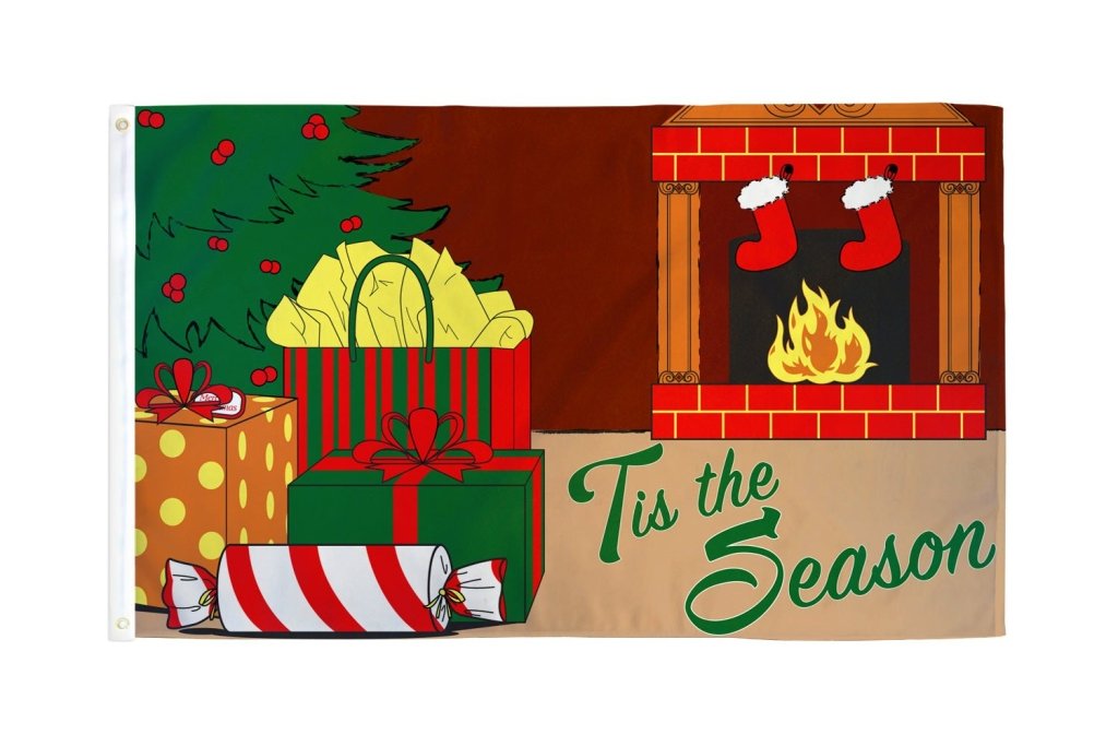 Tis The Season (Fireplace) Flag 3x5ft Poly - Flags Importer