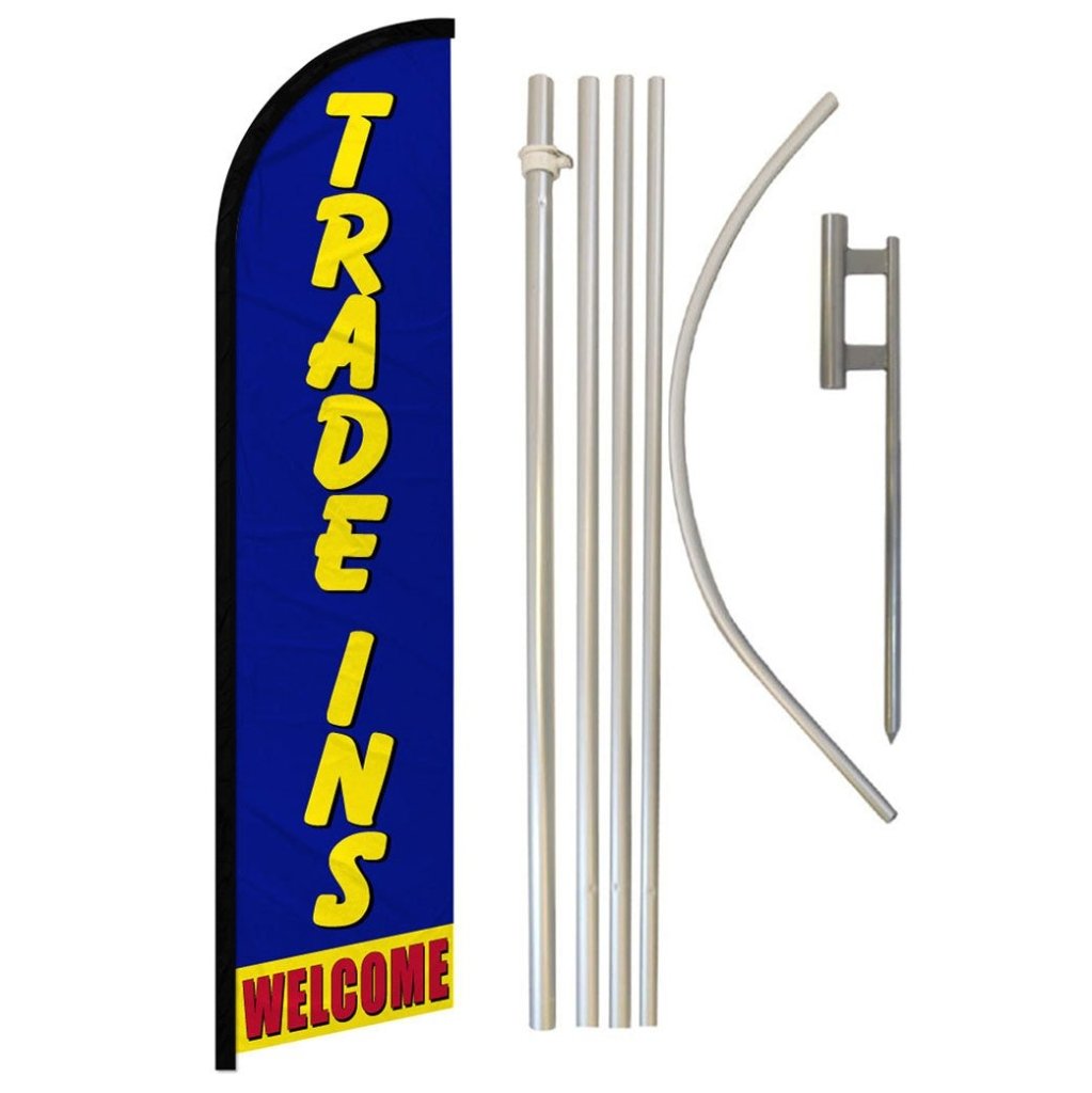 Trade Ins Welcome Windless Banner Flag & Pole Kit - Flags Importer