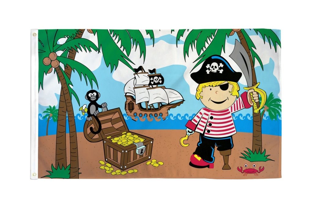 Treasure Island Boy Pirate Flag 3x5ft Poly - Flags Importer