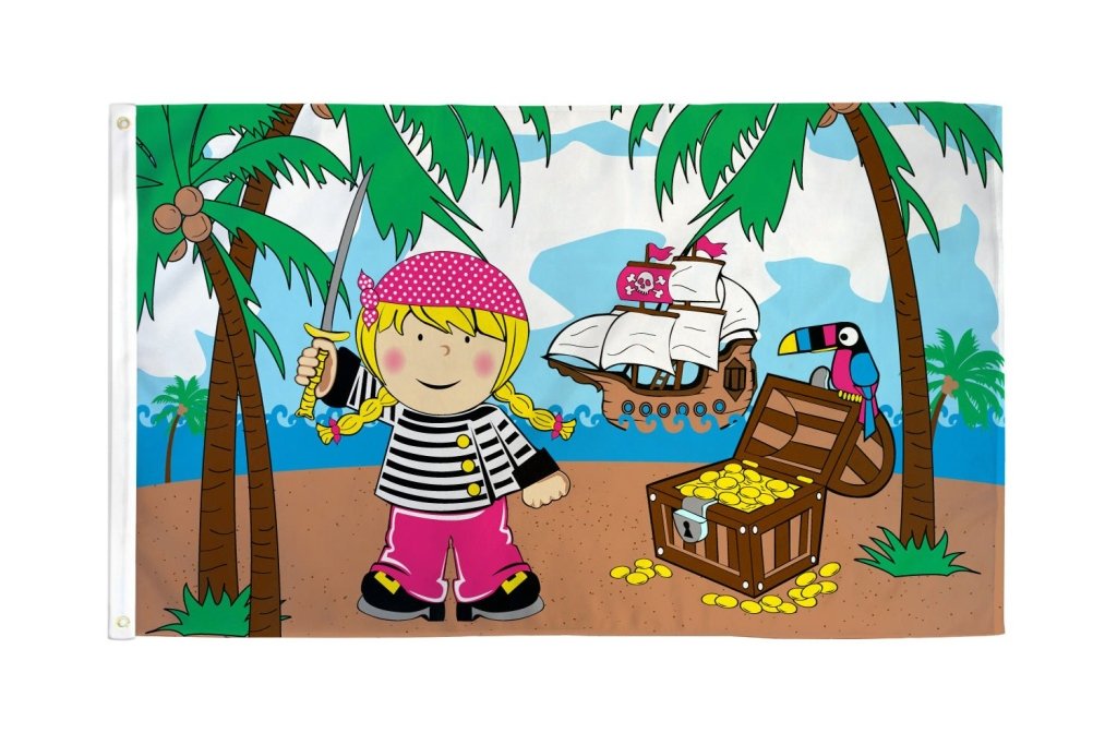 Treasure Island Girl Pirate Flag 3x5ft Poly - Flags Importer