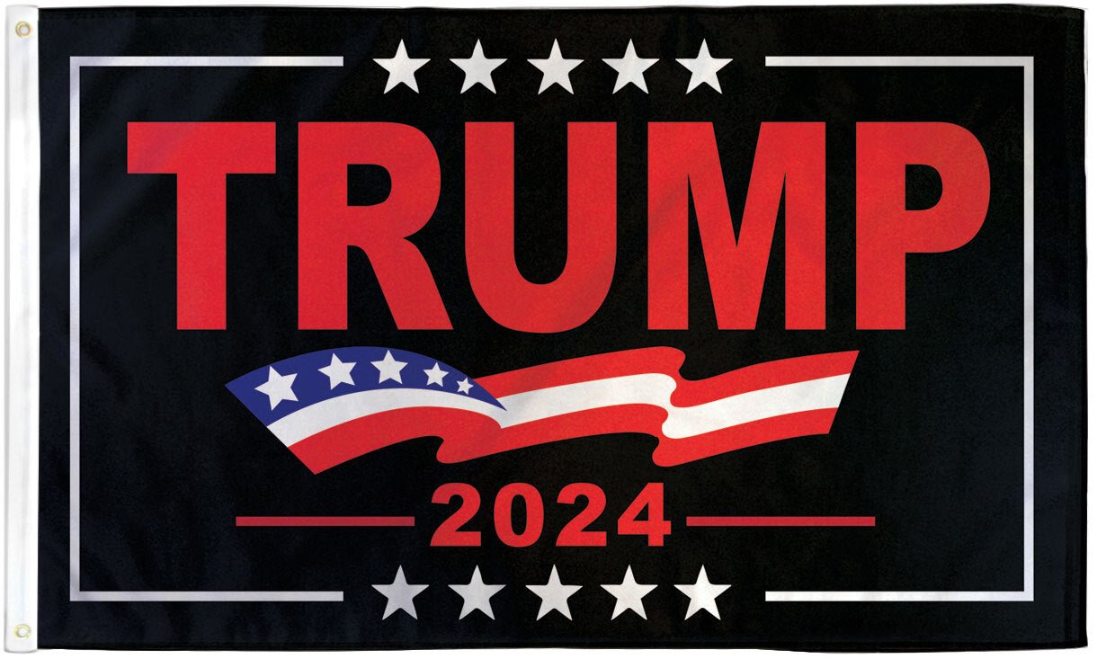 Trump 2024 (Black) Flag 3x5ft Poly - Flags Importer