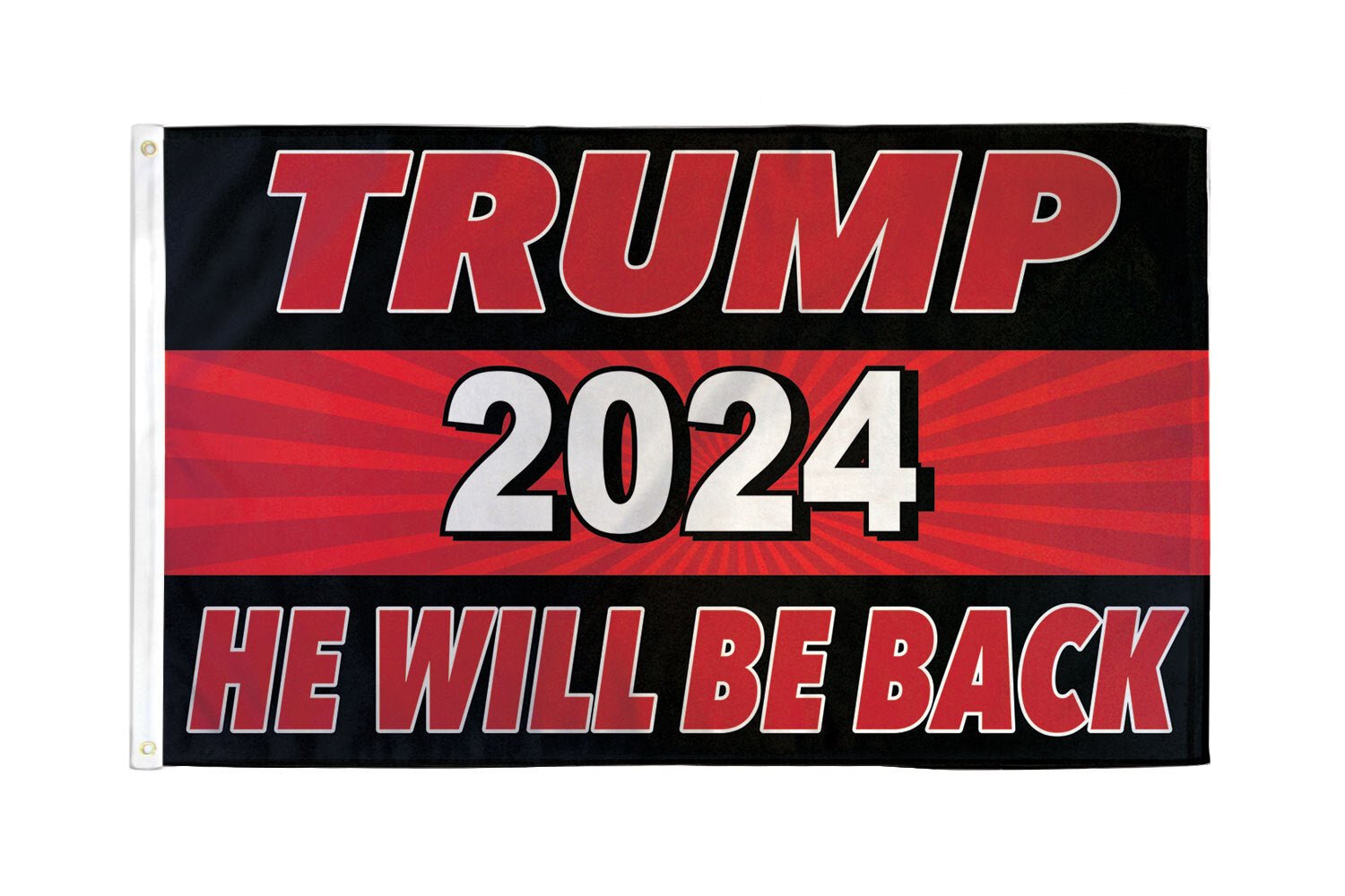 Trump 2024 (He Will Be Back) Flag 3x5ft Poly - Flags Importer