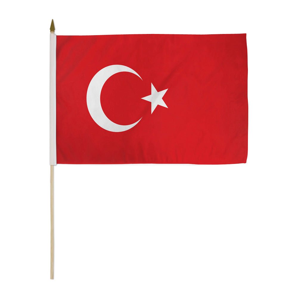 Turkiye (Turkey) 12x18in Stick Flag - Flags Importer