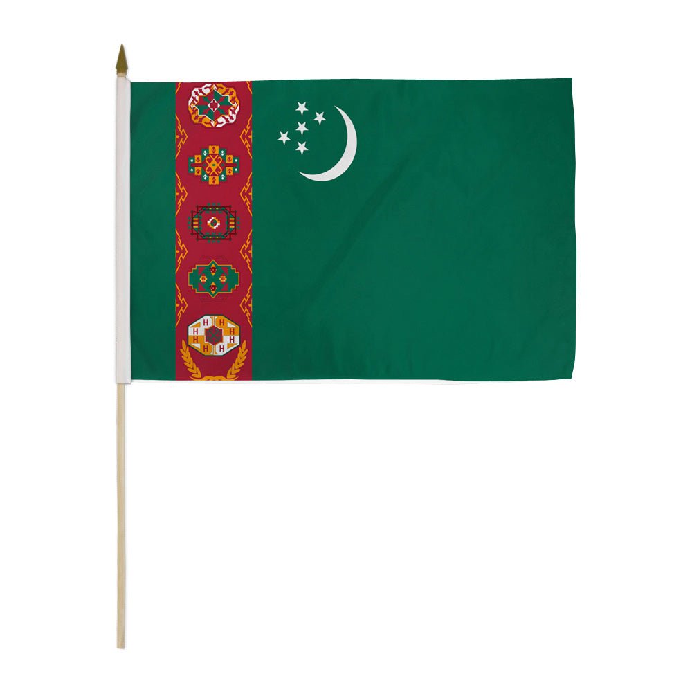 Turkmenistan 12x18in Stick Flag - Flags Importer