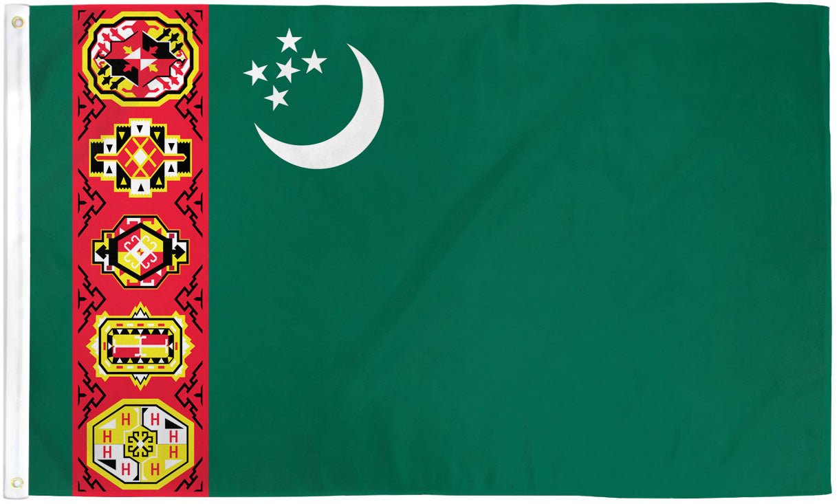 Turkmenistan (Old) Flag 3x5ft Poly - Flags Importer