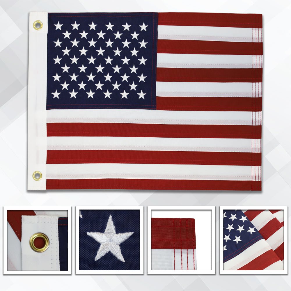 USA 12x18in Grommeted Embroidered Flag - Flags Importer