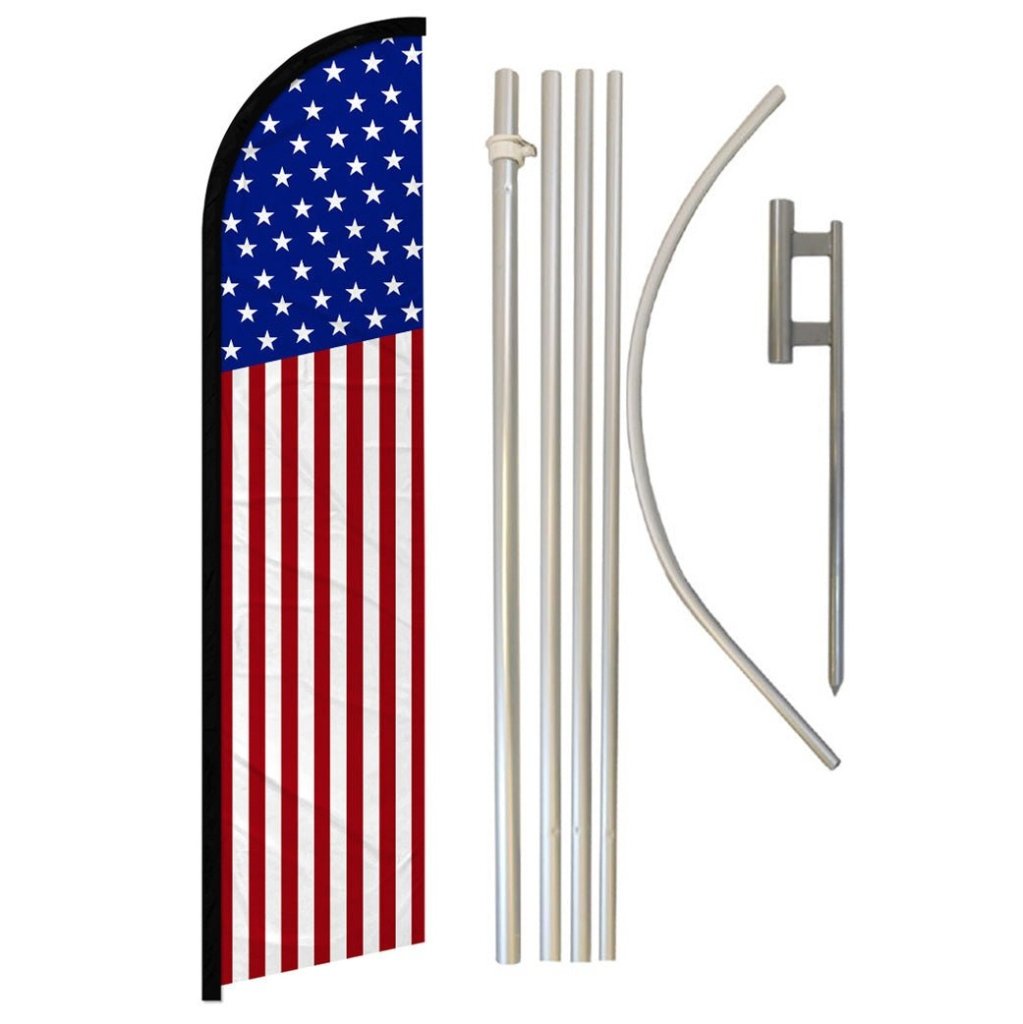 USA 50 Stars Windless Banner Flag & Pole Kit - Flags Importer