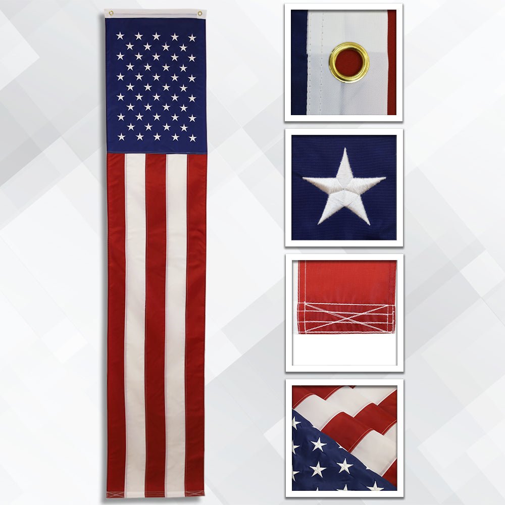 USA Embroidered Pulldown Flag 8ftx20in - Flags Importer