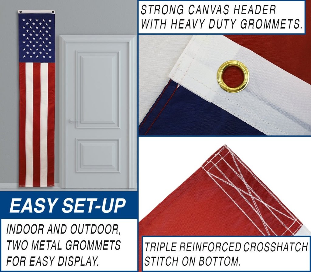 USA Embroidered Pulldown Flag 8ftx20in - Flags Importer