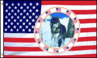 USA Single Wolf Flag 3x5ft Poly - Flags Importer