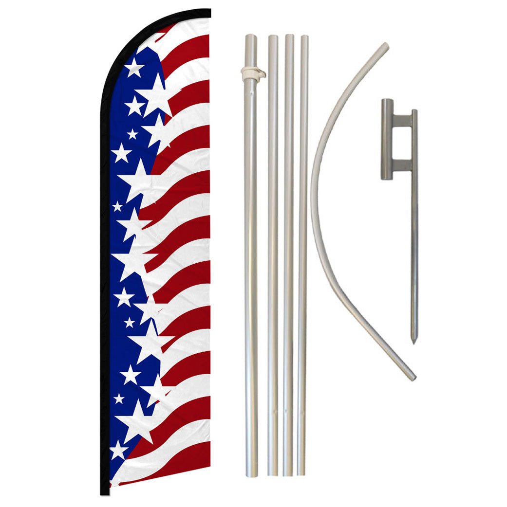 USA Star Spangled Windless Banner Flag & Pole Kit - Flags Importer