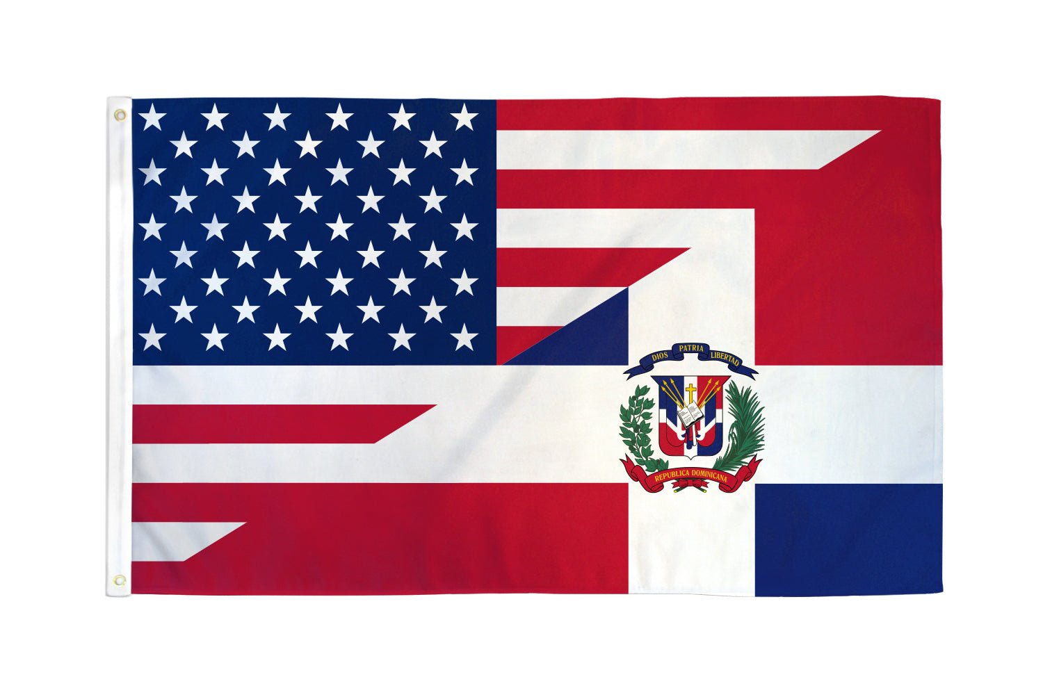 USA/Dominican Republic Combination Flag 3x5ft Poly - Flags Importer