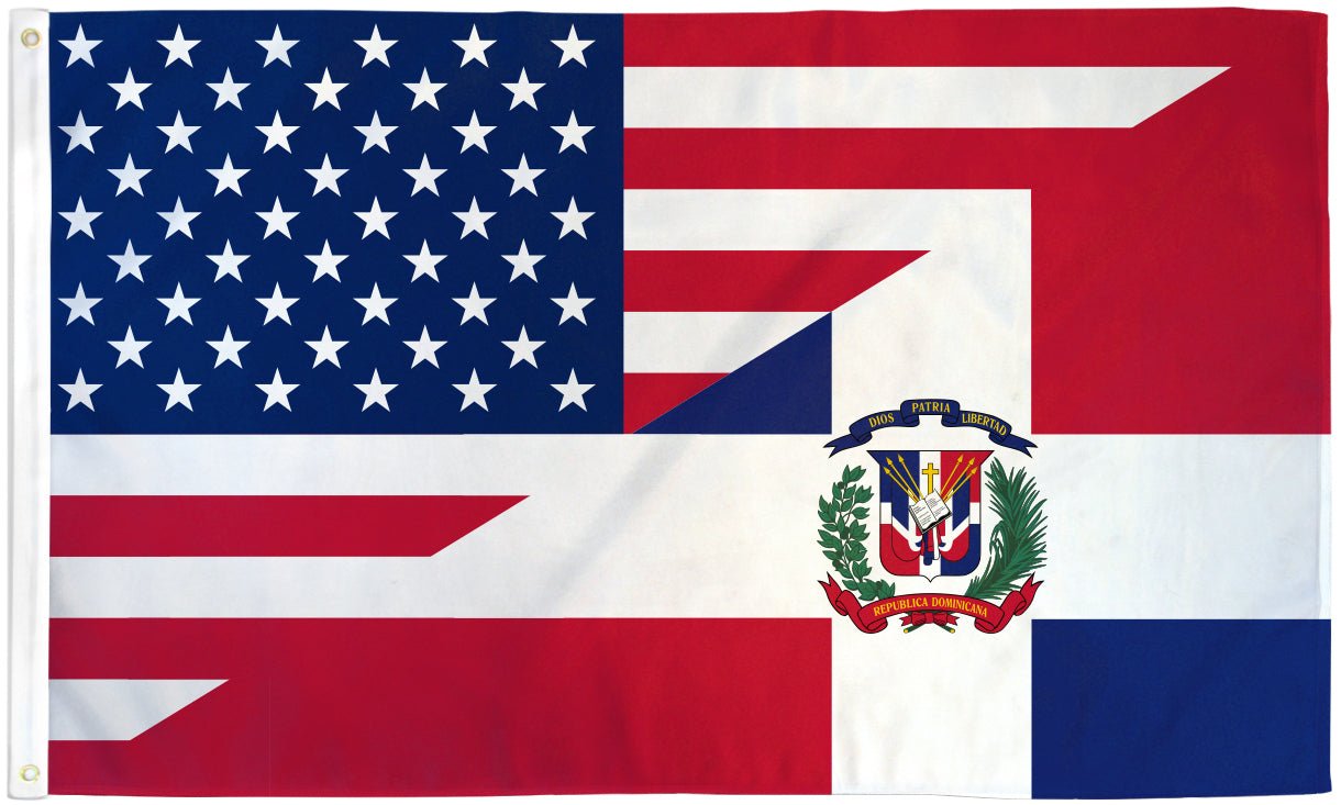 USA/Dominican Republic Combination Flag 3x5ft Poly - Flags Importer