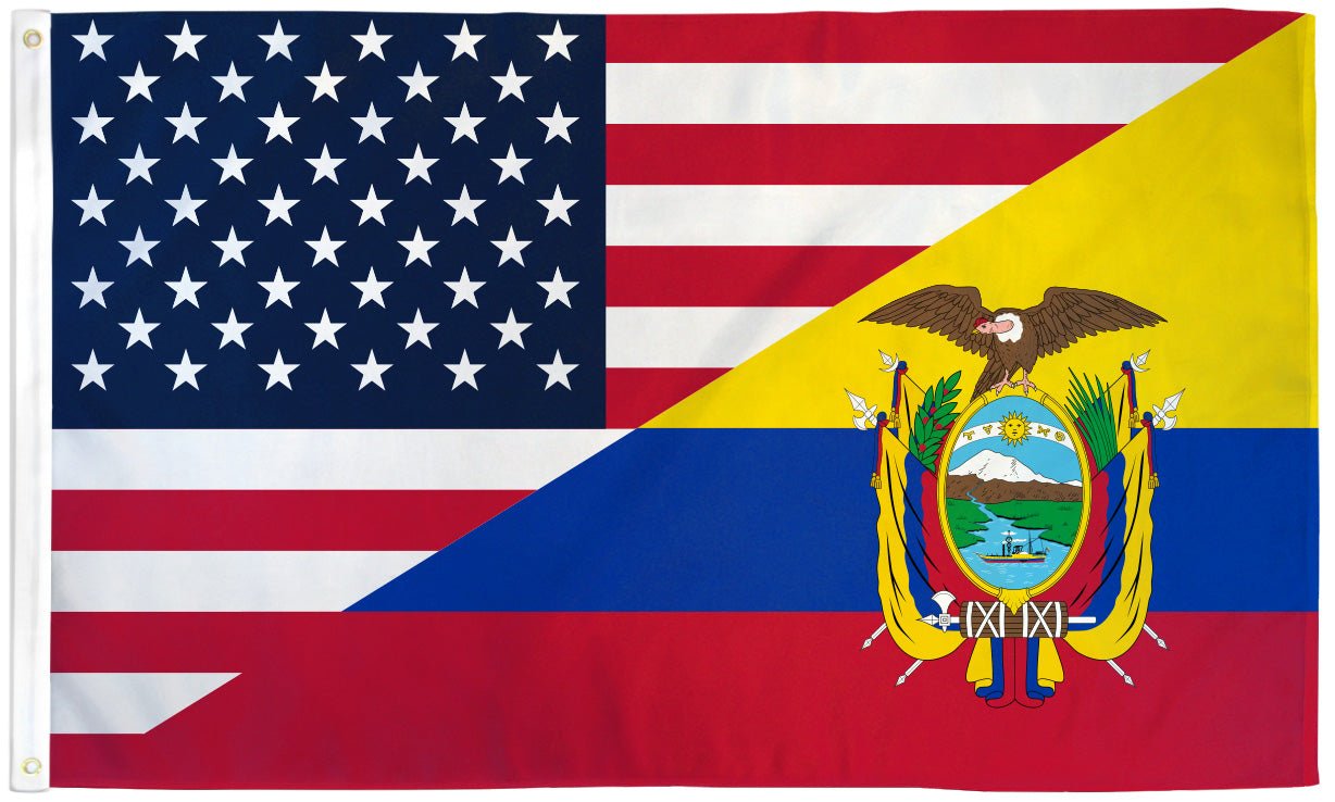 USA/Ecuador Combination Flag 3x5ft Poly - Flags Importer