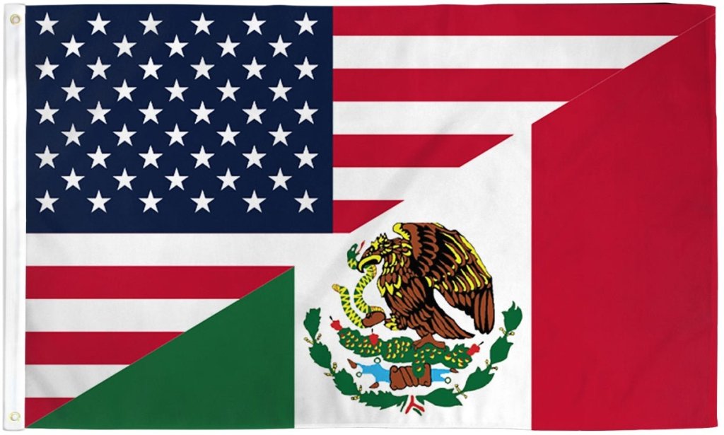 USA/Mexico Combination Flag 3x5ft Poly - Flags Importer