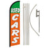 Used Cars (Green & Orange) Windless Banner Flag & Pole Kit - Flags Importer