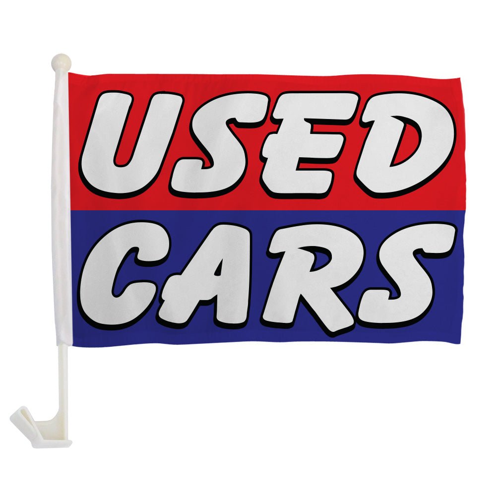 Used Cars (Red & Blue) Single - Sided Car Flag - Flags Importer