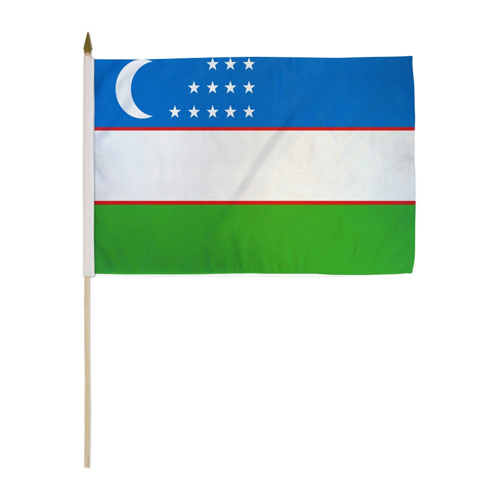 Uzbekistan 12x18in Stick Flag - Flags Importer