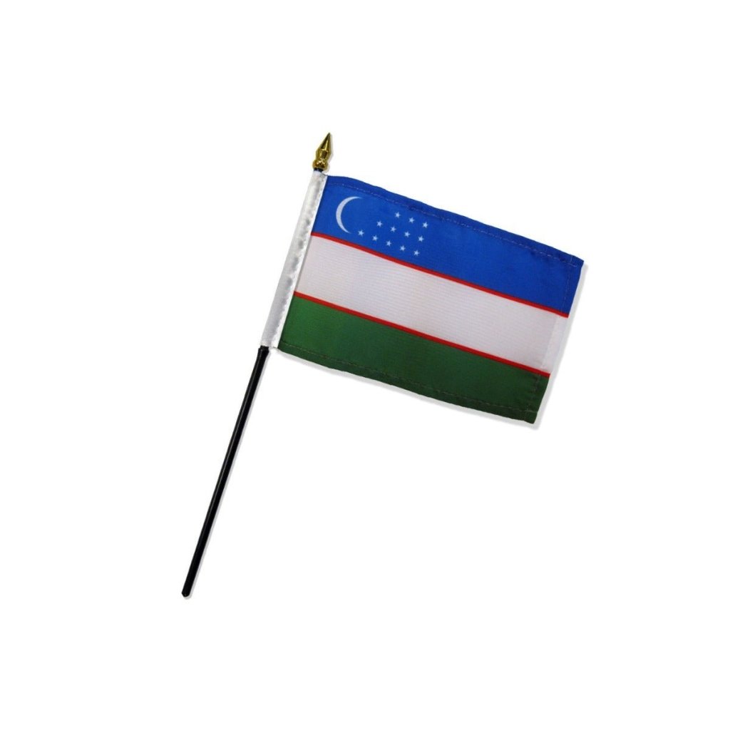 Uzbekistan 4x6in Stick Flag - Flags Importer