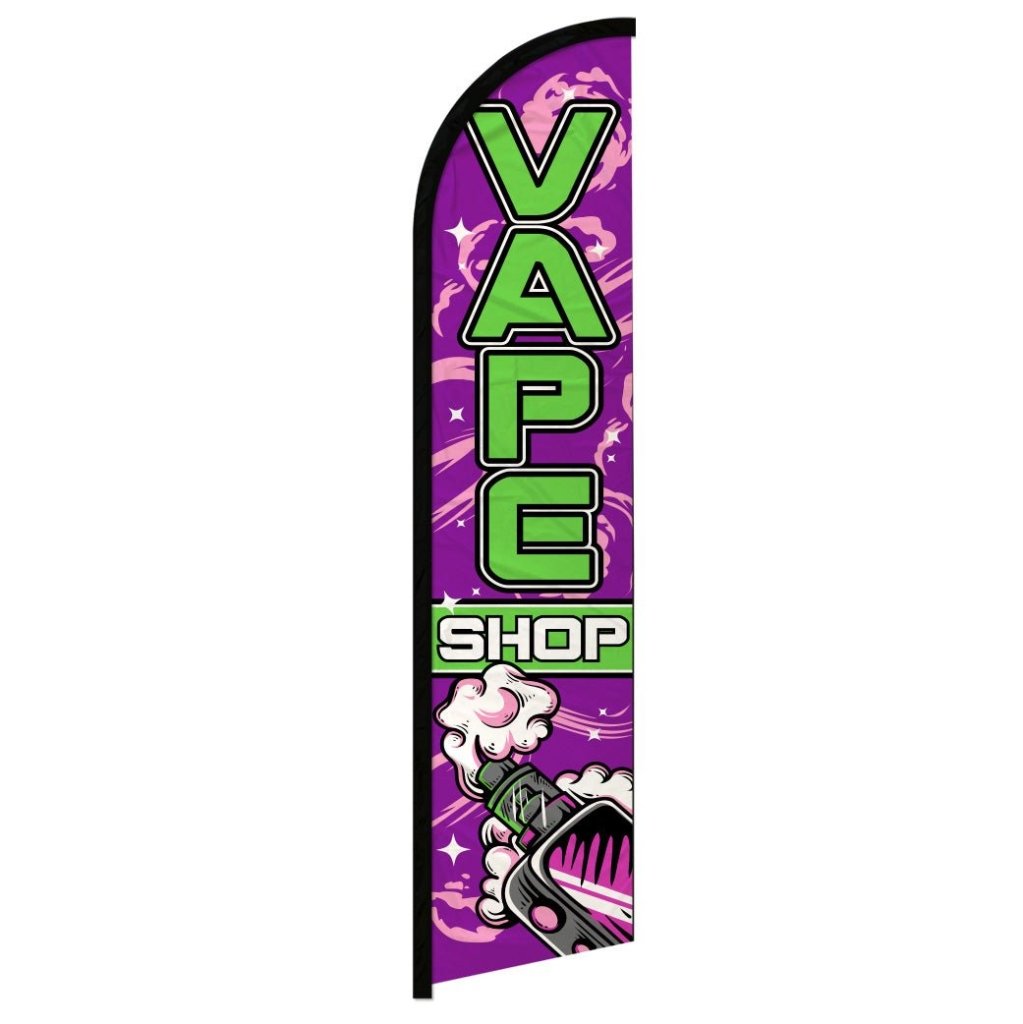 Vape Shop (Purple & Green) Windless Banner Flag - Flags Importer