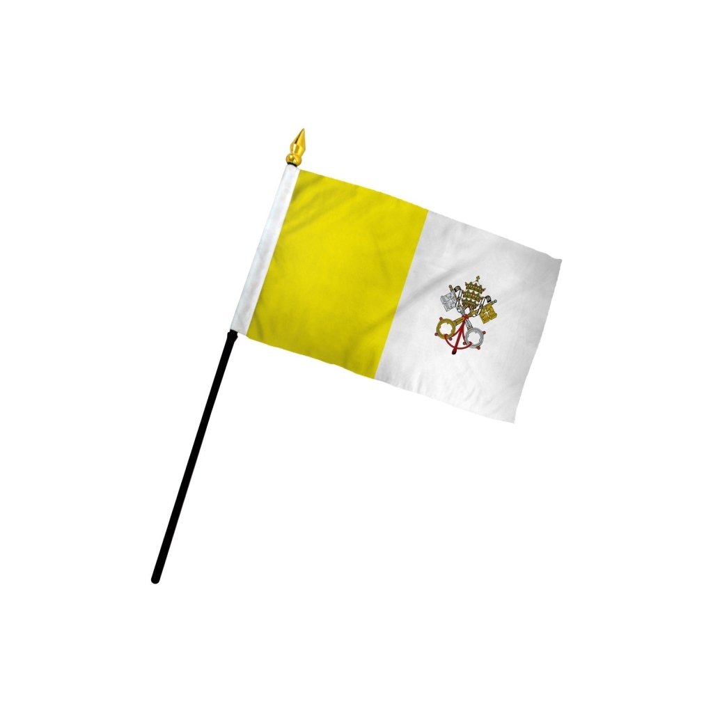 Vatican City 4x6in Stick Flag - Flags Importer