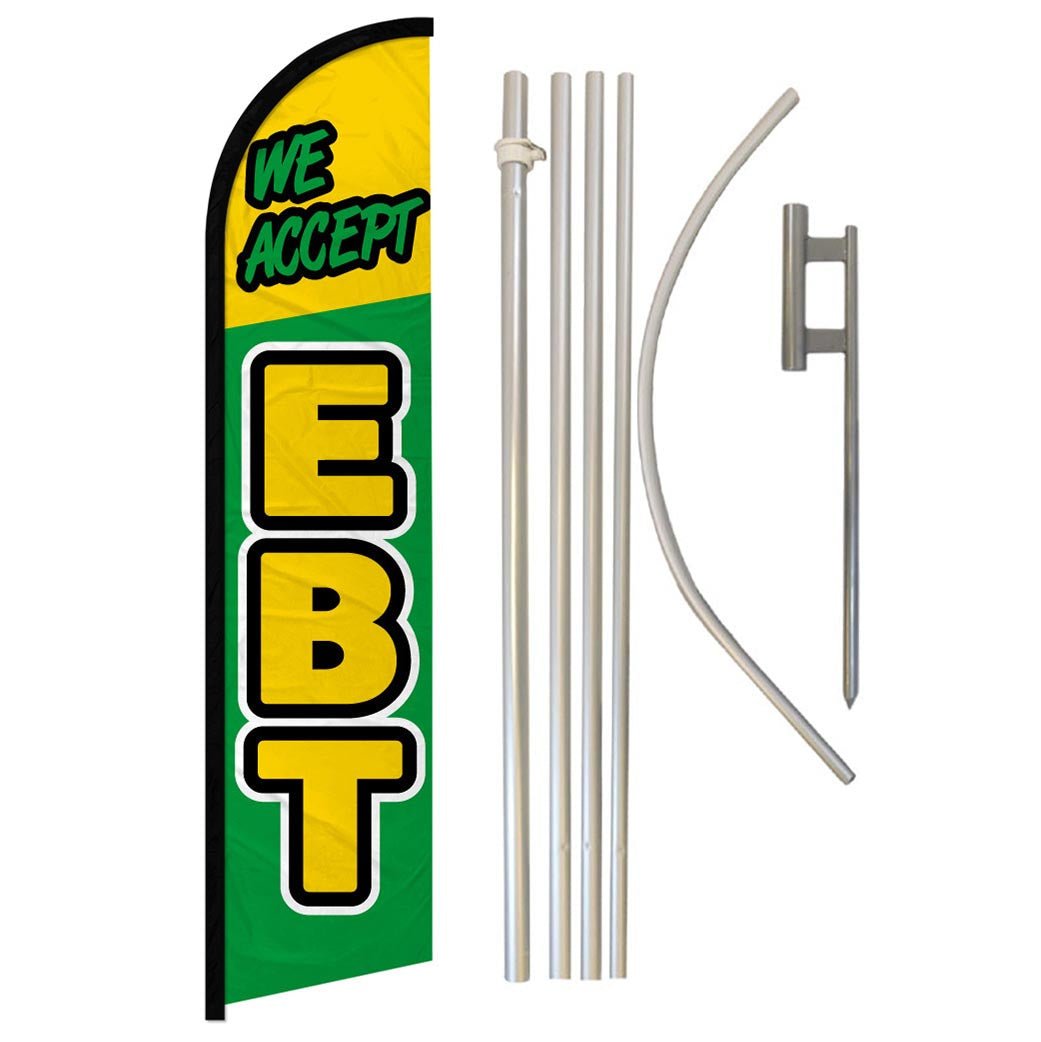 We Accept EBT Windless Banner Flag & Pole Kit - Flags Importer