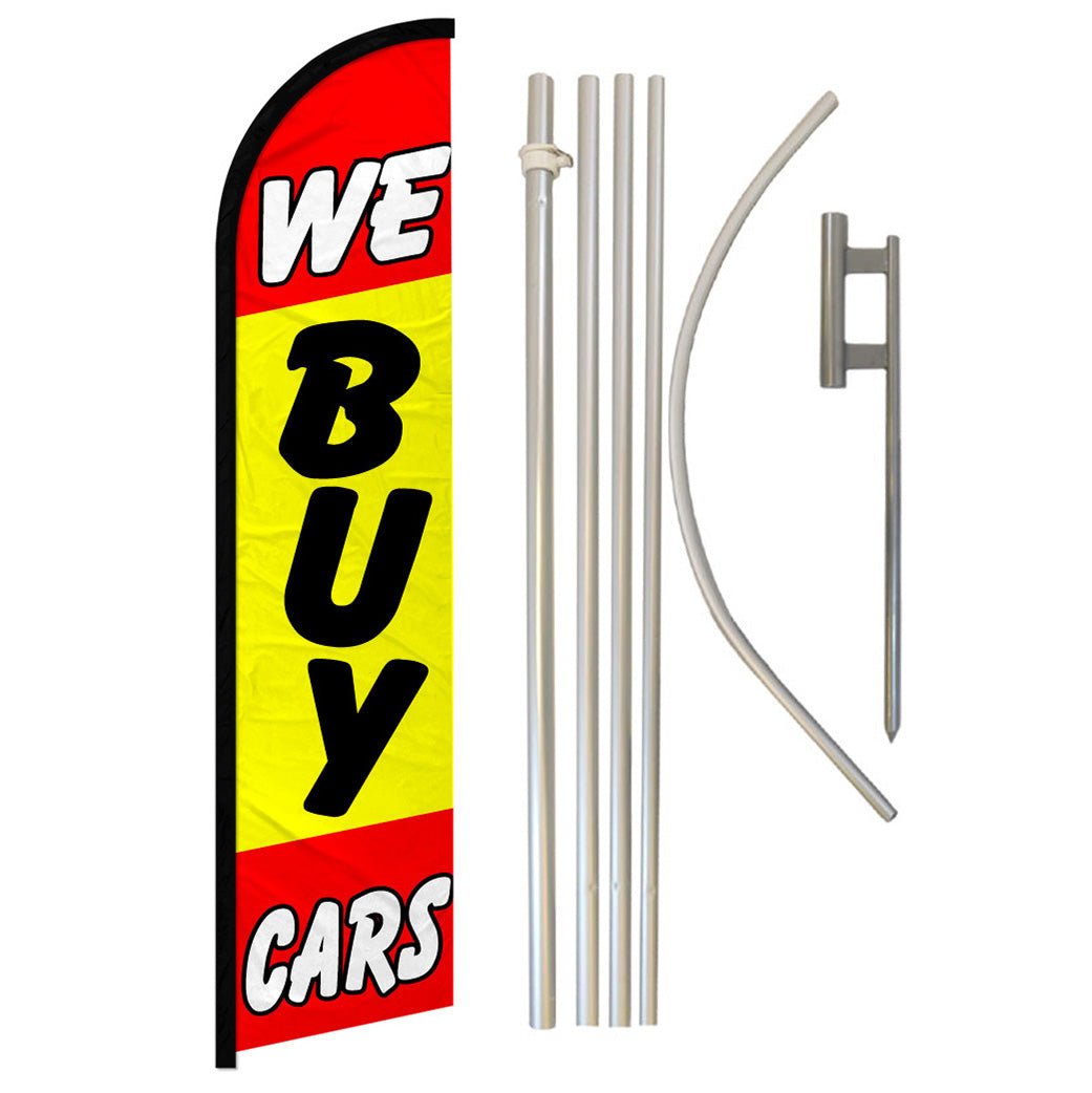 We Buy Cars Windless Banner Flag & Pole Kit - Flags Importer