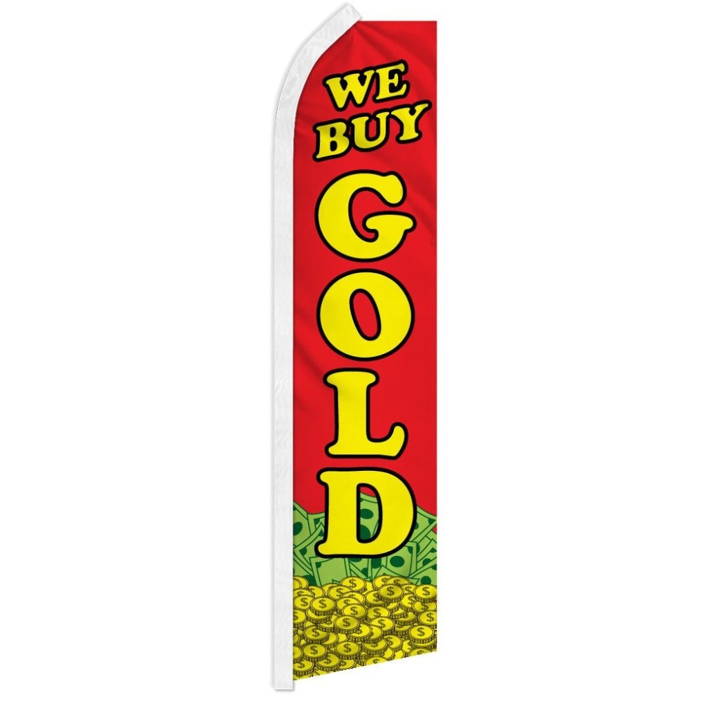 We Buy Gold (Red) Super Flag - Flags Importer